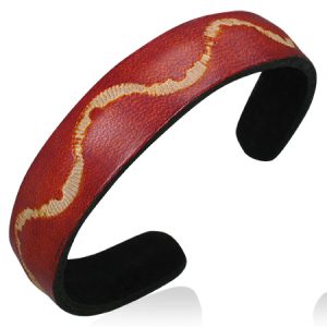 Leather Red Waves Cuff Bracelets