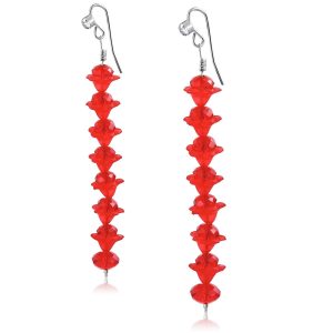 Red Crystal Long Earrings