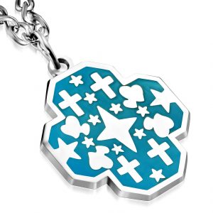 Love Heart Star Cross Pendant & Chain Necklace