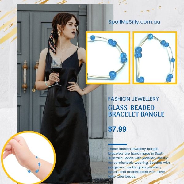 Crackle Glass Filigree Bracelet Bangle - Handmade Fashion Jewellery
