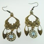 Metal Dangle Bronze Gypsy Earrings Blue