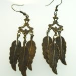 Metal Dangle Bronze Gypsy Earrings Feathers