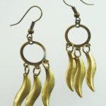 Metal Dangle Bronze Gypsy Earrings Round Wave