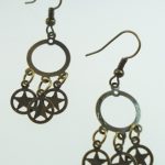 Metal Dangle Bronze Gypsy Earrings Small Stars