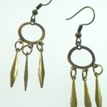 Metal Dangle Bronze Gypsy Earrings Round