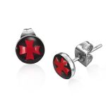 Hypoallergenic Stainless Steel Sensitive Stud Red Cross Earrings