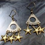 Metal Dangle Bronze Gypsy Earrings 3 Stars