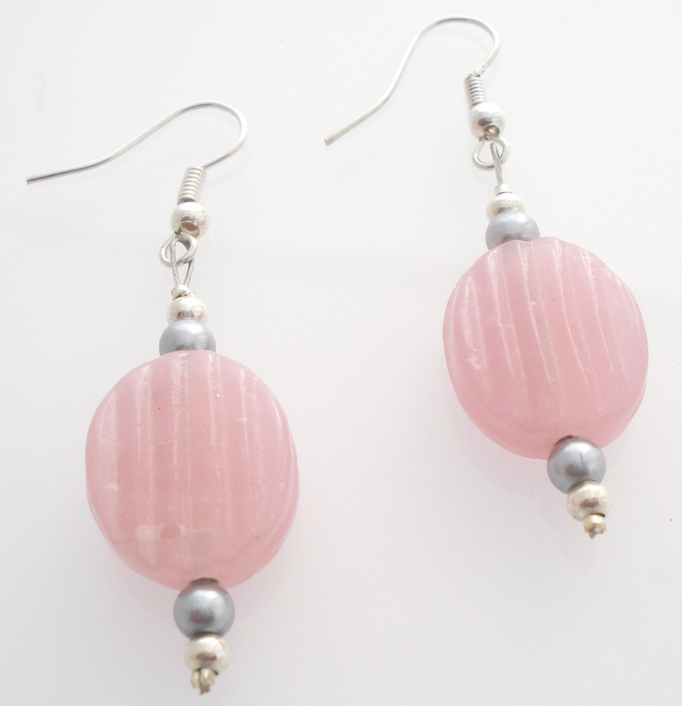 Earrings 2″ Drop Pink Glass with Beads on Silver Drop New – Spoil Me ...