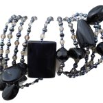 Black Obsidian & Snow Obsidian Gem Stone Large long Necklace 75″ New
