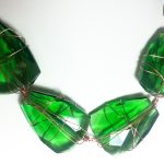 Emerald Green Faceted Glass Gold Wire Work Necklace