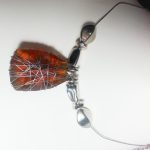 Wire Work Necklace with Faceted Amber Glass Bead New Fashion Design