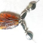Wire Work Necklace with Faceted Amber Glass Bead New Fashion Design