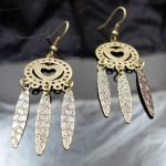 Metal Dangle Bronze Gypsy Earrings Hammered Heart