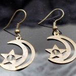 Metal Dangle Bronze Gypsy Earrings Moon Star