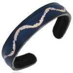 Mens Womens Handmade Leather Blue Waves Cuff Bracelets