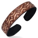 Mens Womens Handmade Leather Brown Moon Cuff Bracelets