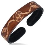Mens Womens Handmade Leather Brown Cuff Bracelet