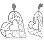 Hypoallergenic Stainless Steel Stud Heart Long Earrings