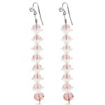 Flower Elegant Clear Pink Crystal Long Earrings