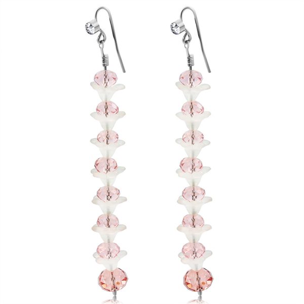 Clear Pink Crystal Long Earrings