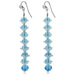 Flower Elegant Light Blue Crystal Long Earrings