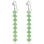 Flower Elegant Green Crystal Long Earrings