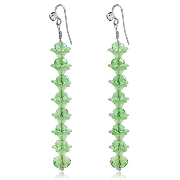 Green Crystal Long Earrings