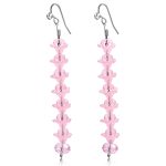 Flower Elegant Pink Crystal Long Earrings