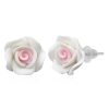 White Pink Rose Flower Earrings