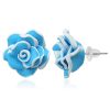 Blue Rose Flower Earrings