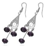 Dangling Elegant Amethyst Purple Crystal Earrings