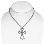 Crucifix Cross Bullet Czech Crystal Pendant & Chain Necklace 25″