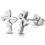Hypoallergenic Stainless Steel Stud Crucifix Heart Earrings