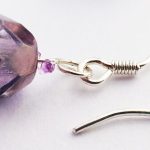 Sterling Silver Earrings Crystal Faceted Purple Grey Beads .925