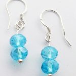 Sterling Silver Earrings Crystal Faceted Light Blue Beads .925