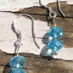 Sterling Silver Earrings Crystal Faceted Light Blue Beads .925