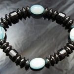 Hematite Gem Glass Beaded Stretch Bracelet Bangle Blue