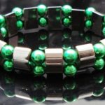 Hematite Gem Acrylic Beaded Stretch Bracelet Bangle Dark Green