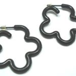 Hoop Plastic Black Jewellery Earrings 33 mm Round NEW