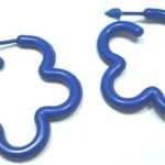 Hoop Plastic Blue Jewellery Earrings 33 mm Round NEW