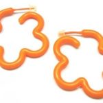 Hoop Plastic Orange Jewellery Earrings 33 mm Round NEW