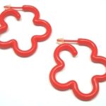 Hoop Plastic Red Jewellery Earrings 33 mm Round NEW