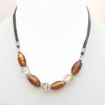 Jewellery 16-18" Brown Glass Dichroic Lampwork Beaded Women's Choker Necklace Nw