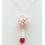 Jewellery 16-18" Red Faceted Glass Bead Hand Made Silver Wire Necklace Woman New