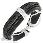 Leather Cord Mens Womens Handmade Bracelet Black NEW