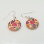 Light Wooden Jewellery Earrings Dangle Disc Round Wood Coloured Hearts